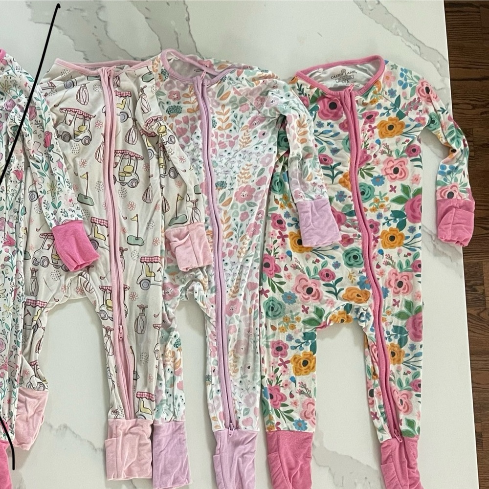 Caden Lane Floral and Patterned Kids Convertible Zip Romper One Piece Set